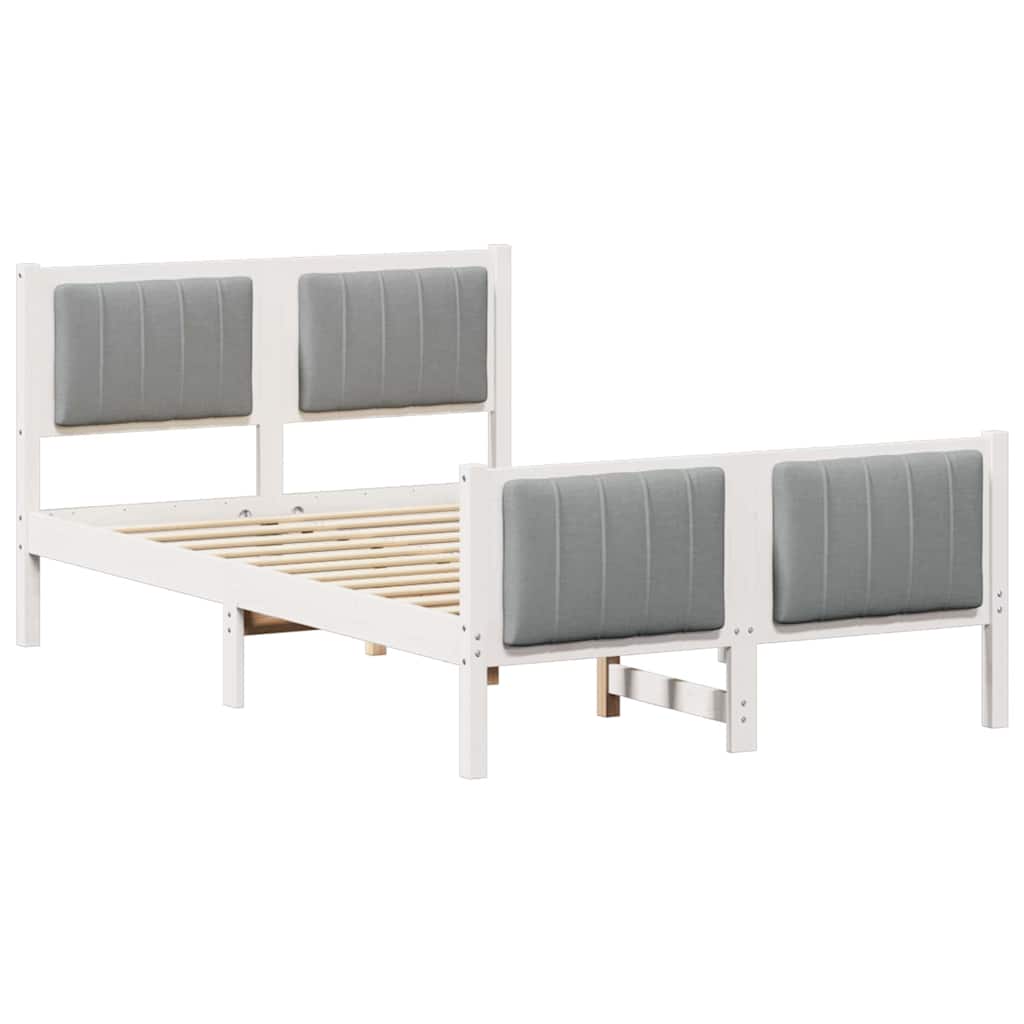 Bed frame White and light grey 120 x 190 cm Solid pine wood